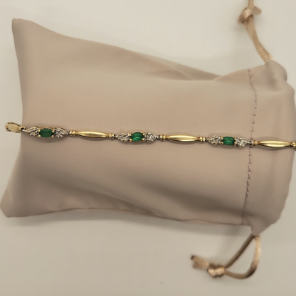 Vintage Emerald 10K Yellow Gold Bracelet