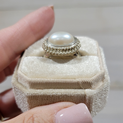 Vintage Pearl Sterling Silver Statement Ring