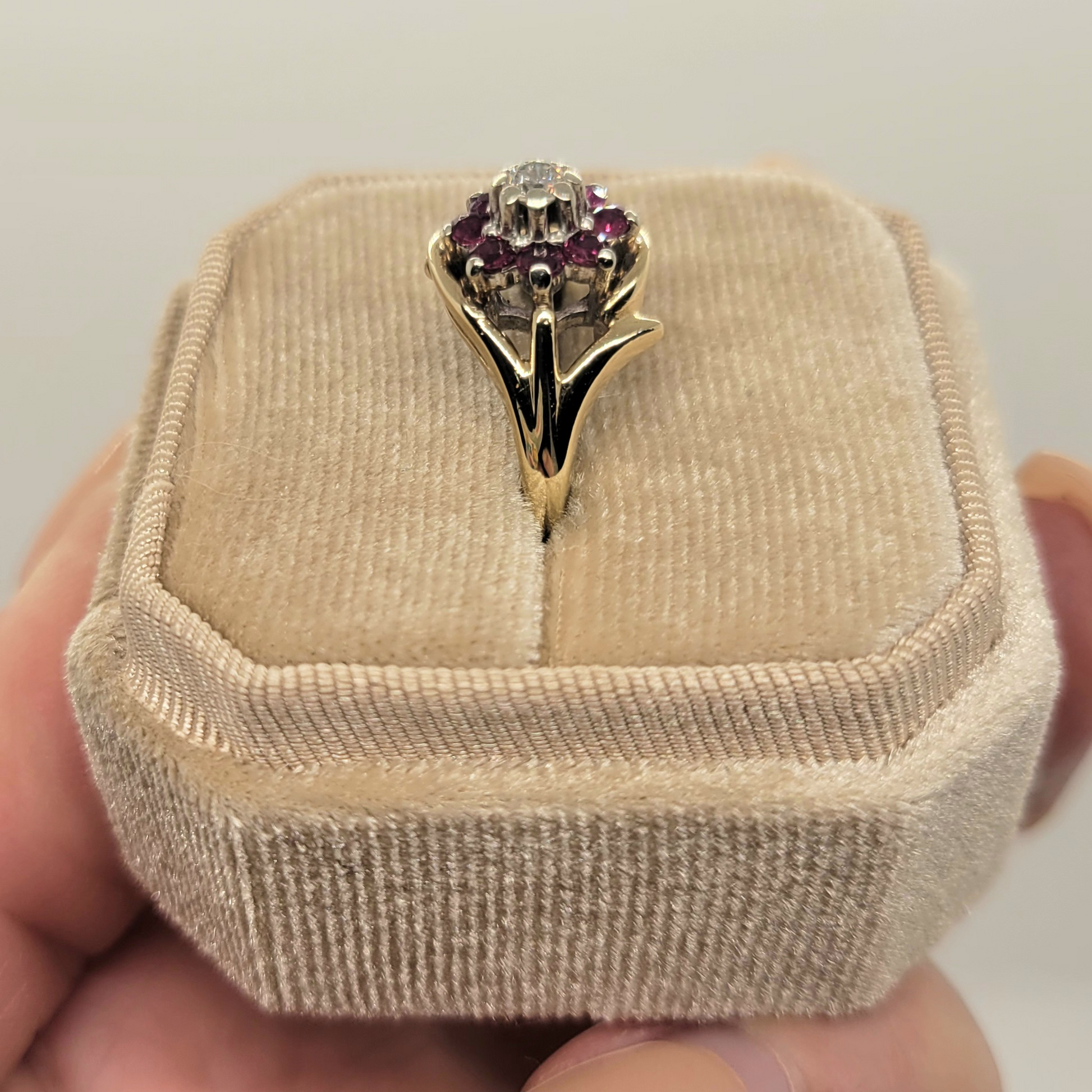 Vintage Ruby and Diamond 14K Yellow Gold Ring