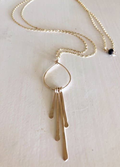 Long Chain Necklace With Hammered Spike Cluster