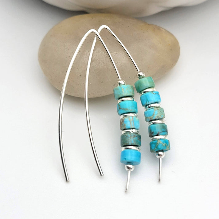 Modern Turquoise and Sterling Silver Threaders