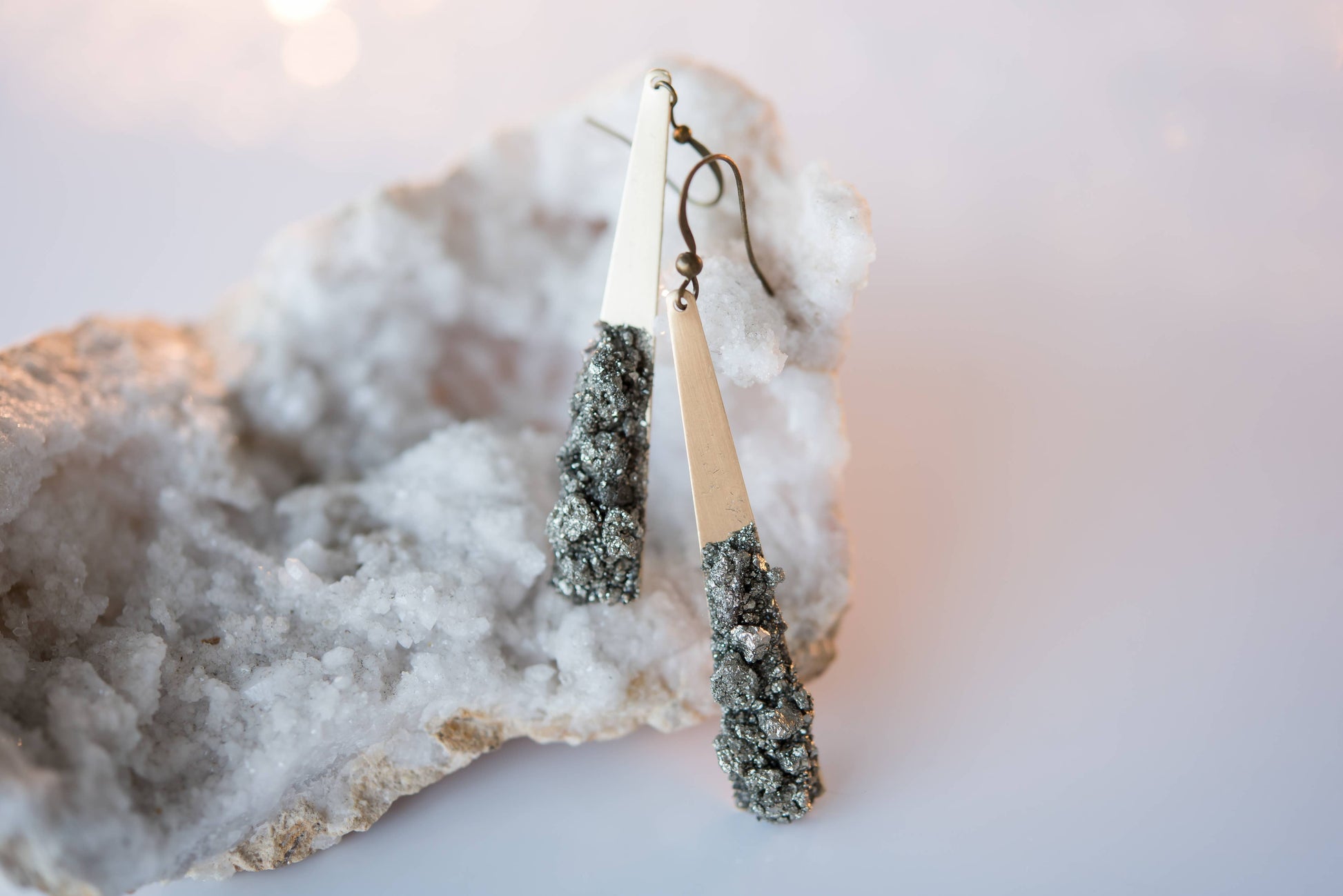 Statement Triangle Pyrite Earrings