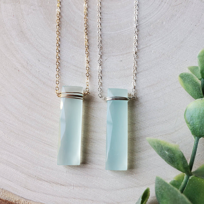 Chalcedony Rectangle Necklace